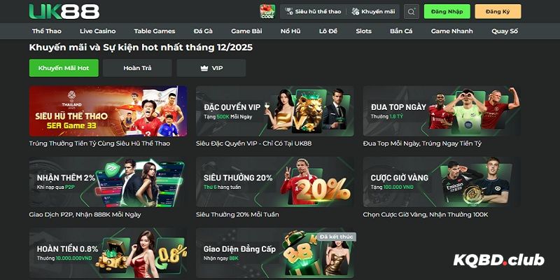 Không thể bỏ lỡ những chương trình ưu đãi đặc sắc tại UK88